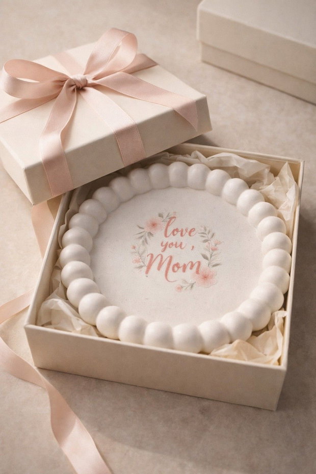 Tavita ceramica handmade TE IUBESC MAMA, cadou pentru mama, suport bijuterii delicat, decor minimalist, produs unic lucrat manual in Romania