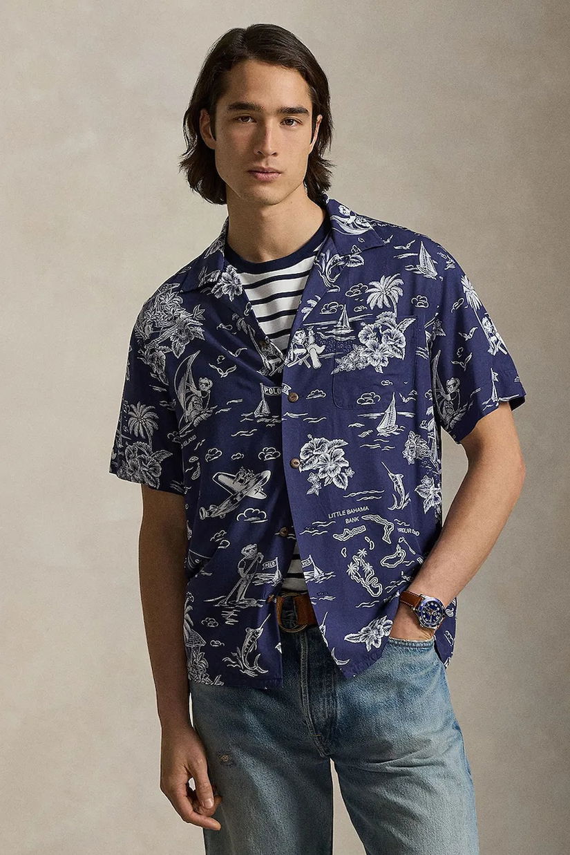 Polo Ralph Lauren cămașă pentru bărbați, cu vâscoză