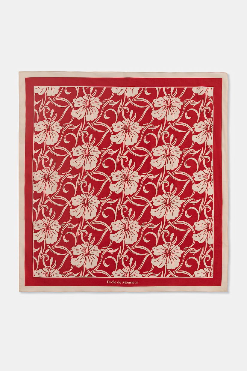Drôle de Monsieur eșarfă pentru femei, din bumbac Monogramme Hibiscus