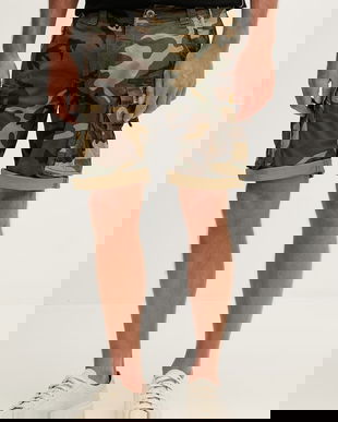 Alpha Industries pantaloni scuți cargo pentru bărbați, din bumbac cu elastan Crew Short Camo