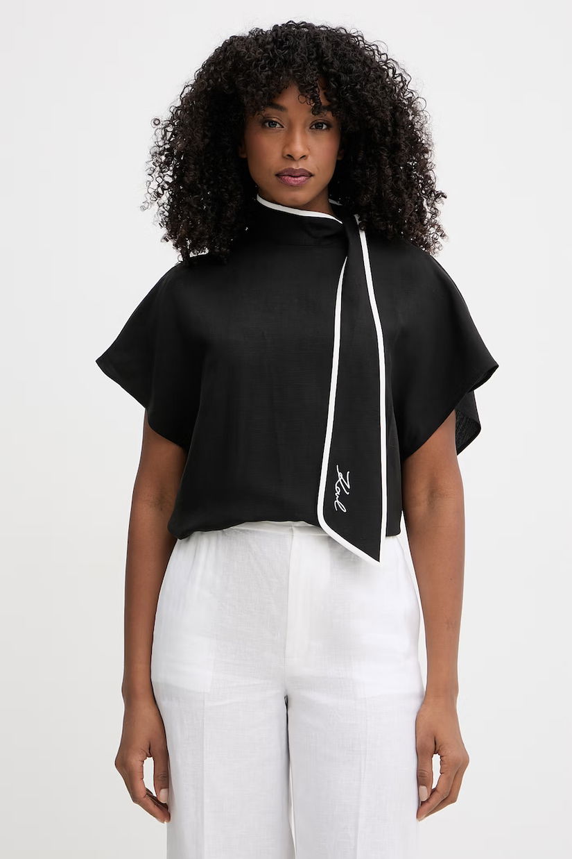 Karl Lagerfeld bluză pentru femei, cu amestec de in