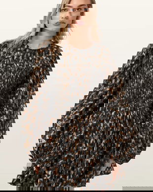 AllSaints rochie evazată din bumbac CHIA