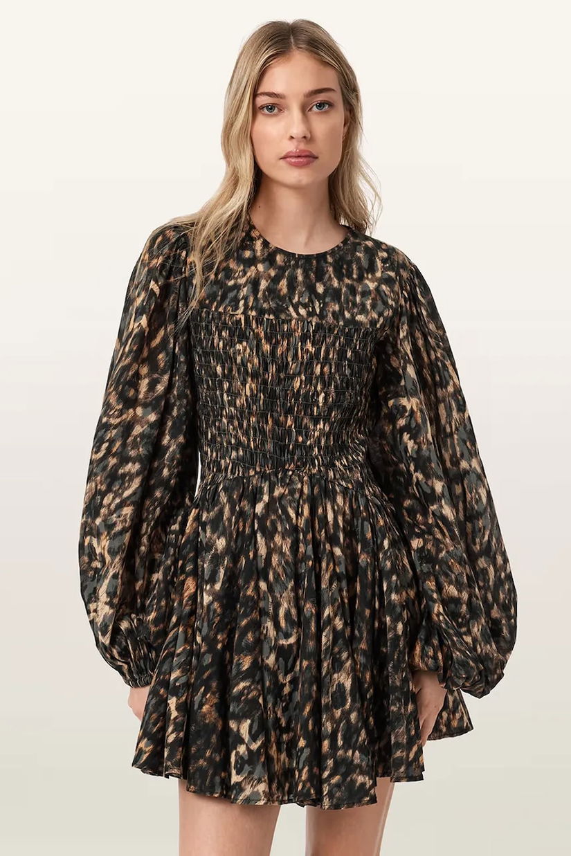 AllSaints rochie evazată din bumbac CHIA