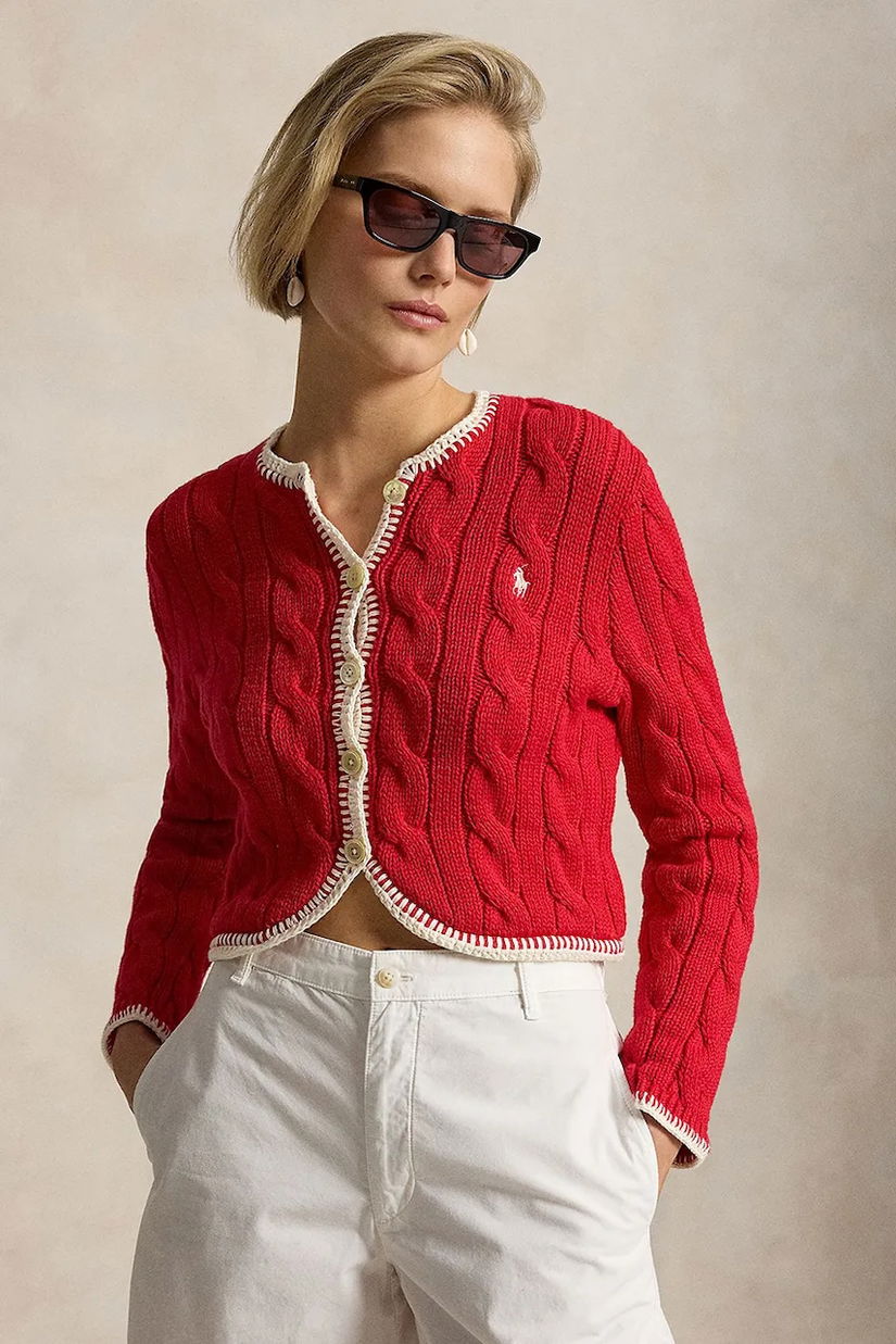 Polo Ralph Lauren cardigan pentru femei, din bumbac COTTON-SWEATER-cardigan