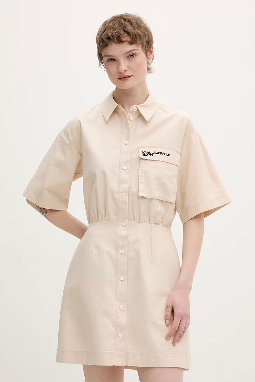 Karl Lagerfeld Jeans rochie tip cămașă din bumbac