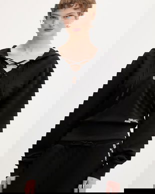 Karl Lagerfeld Jeans hanorac cu glugă pentru femei, din bumbac