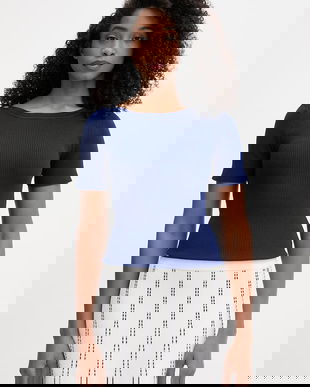 Morgan Pulover cu mânecă scurtă de damă cu vâscoză MPIO