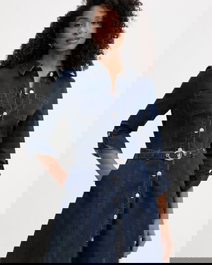 Morgan rochie tip cămașă din denim