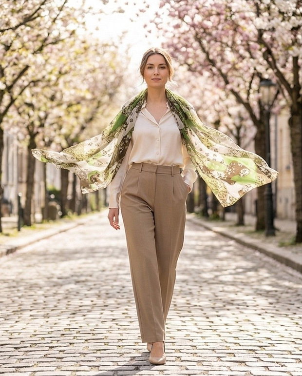 Eșarfa NAOMI din MĂTASE NATURALĂ