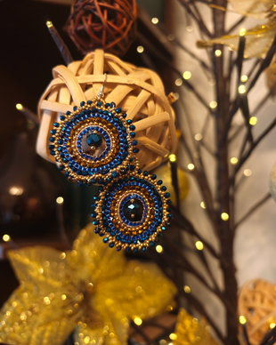 Cercei unicat din mărgele sticla Cehia și cristale Swarovski