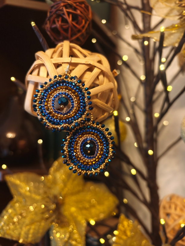 Cercei unicat din mărgele sticla Cehia și cristale Swarovski