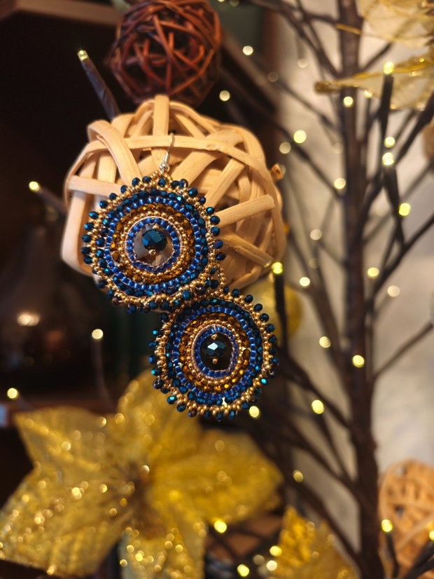 Cercei unicat din mărgele sticla Cehia și cristale Swarovski