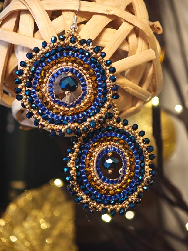 Cercei unicat din mărgele sticla Cehia și cristale Swarovski