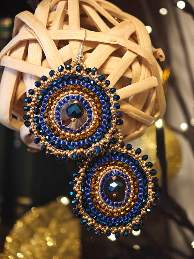 Cercei unicat din mărgele sticla Cehia și cristale Swarovski