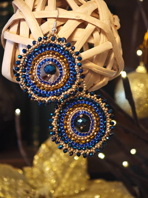 Cercei unicat din mărgele sticla Cehia și cristale Swarovski