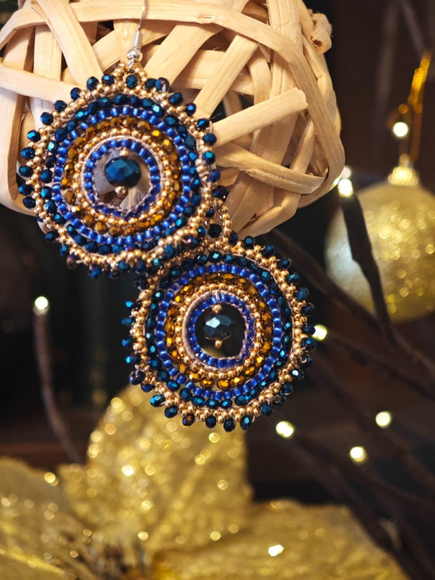 Cercei unicat din mărgele sticla Cehia și cristale Swarovski