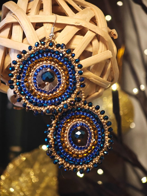 Cercei unicat din mărgele sticla Cehia și cristale Swarovski