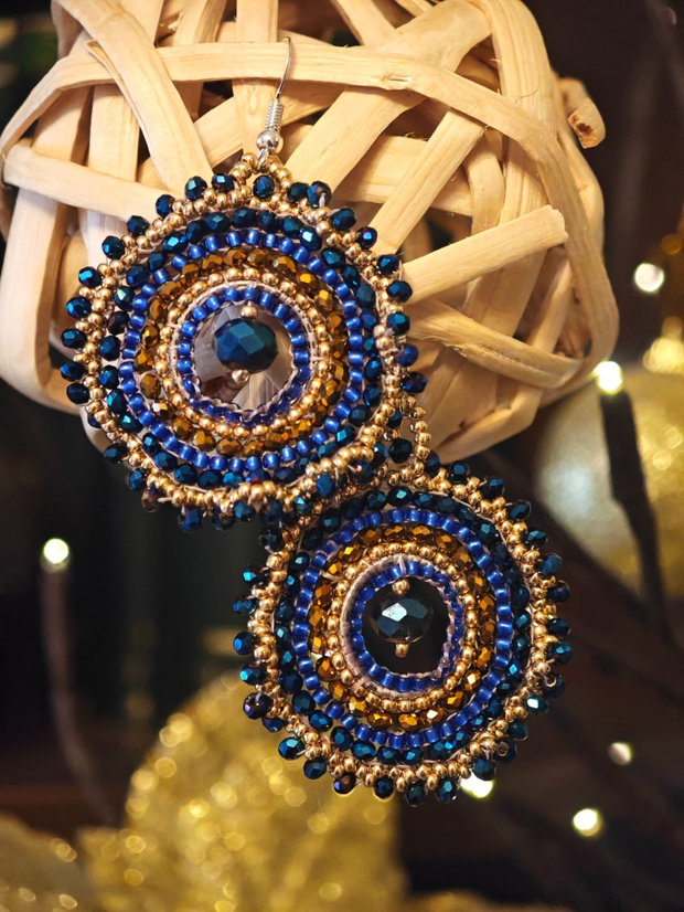 Cercei unicat din mărgele sticla Cehia și cristale Swarovski