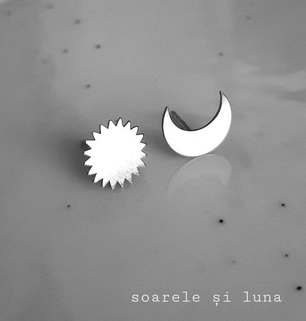 Cercei din argint 925 cu Semilună și Soare