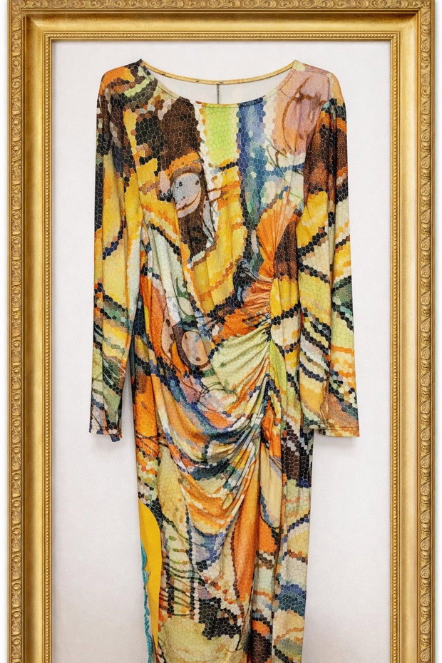 Rochie artistică din bumbac elastic unicat Larrange