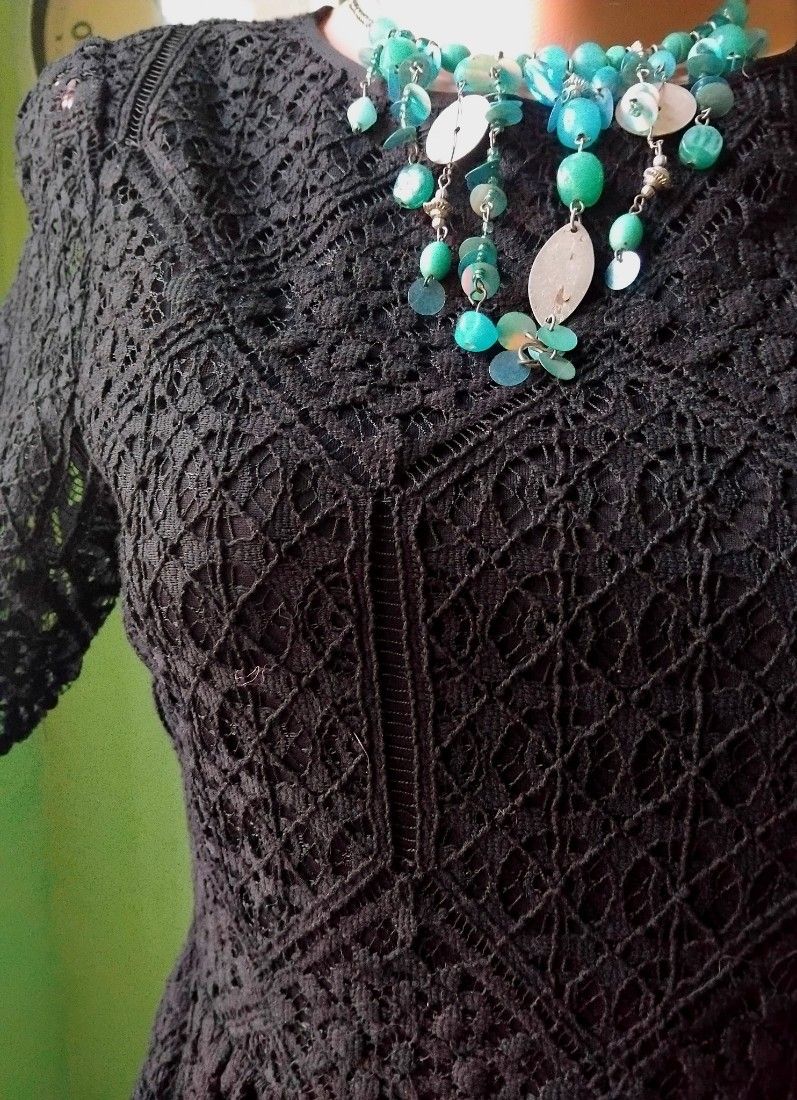 Rochie dantela neagra, bumbac 60%