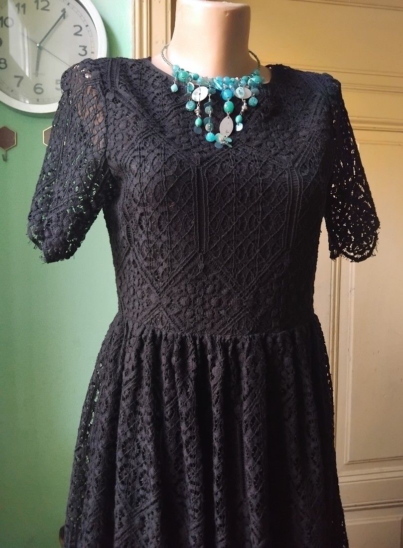 Rochie dantela neagra, bumbac 60%