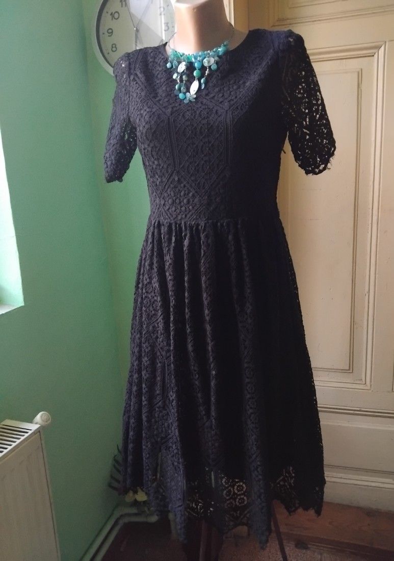Rochie dantela neagra, bumbac 60%
