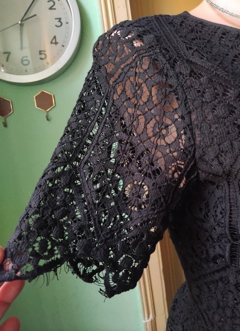 Rochie dantela neagra, bumbac 60%