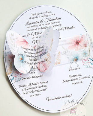 Invitatie nunta cu fluturas