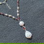 Colier argint granat perle naturale de cultura baroc conector granat argint lant argint minimalist boho chic trendy - Transport gratuit