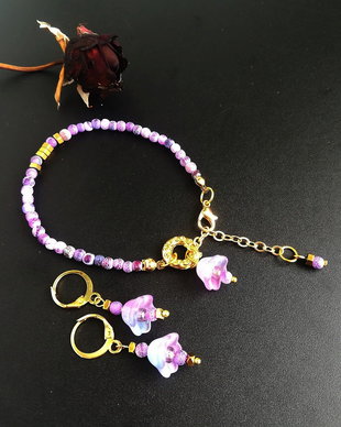 set agate mov si flori clopotei lila