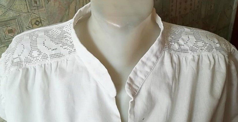 bluza / camasa alba bumbac cu dantela , XL