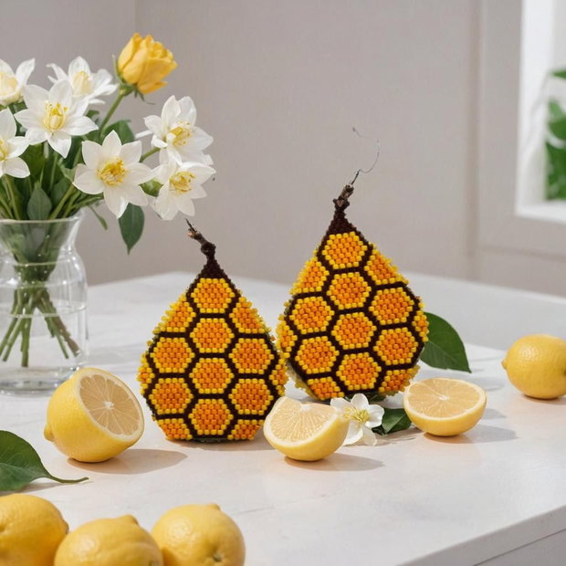 Cercei handmade Honeycomb model fagure de miere