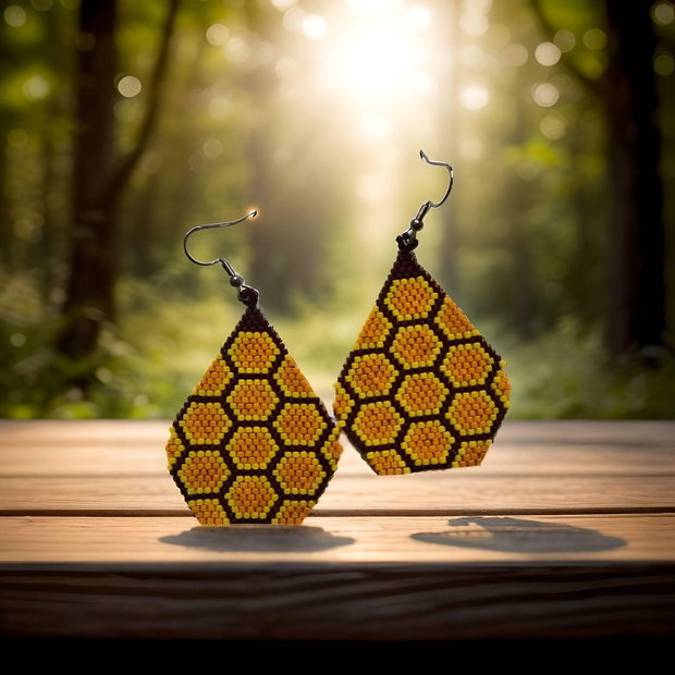 Cercei handmade Honeycomb model fagure de miere