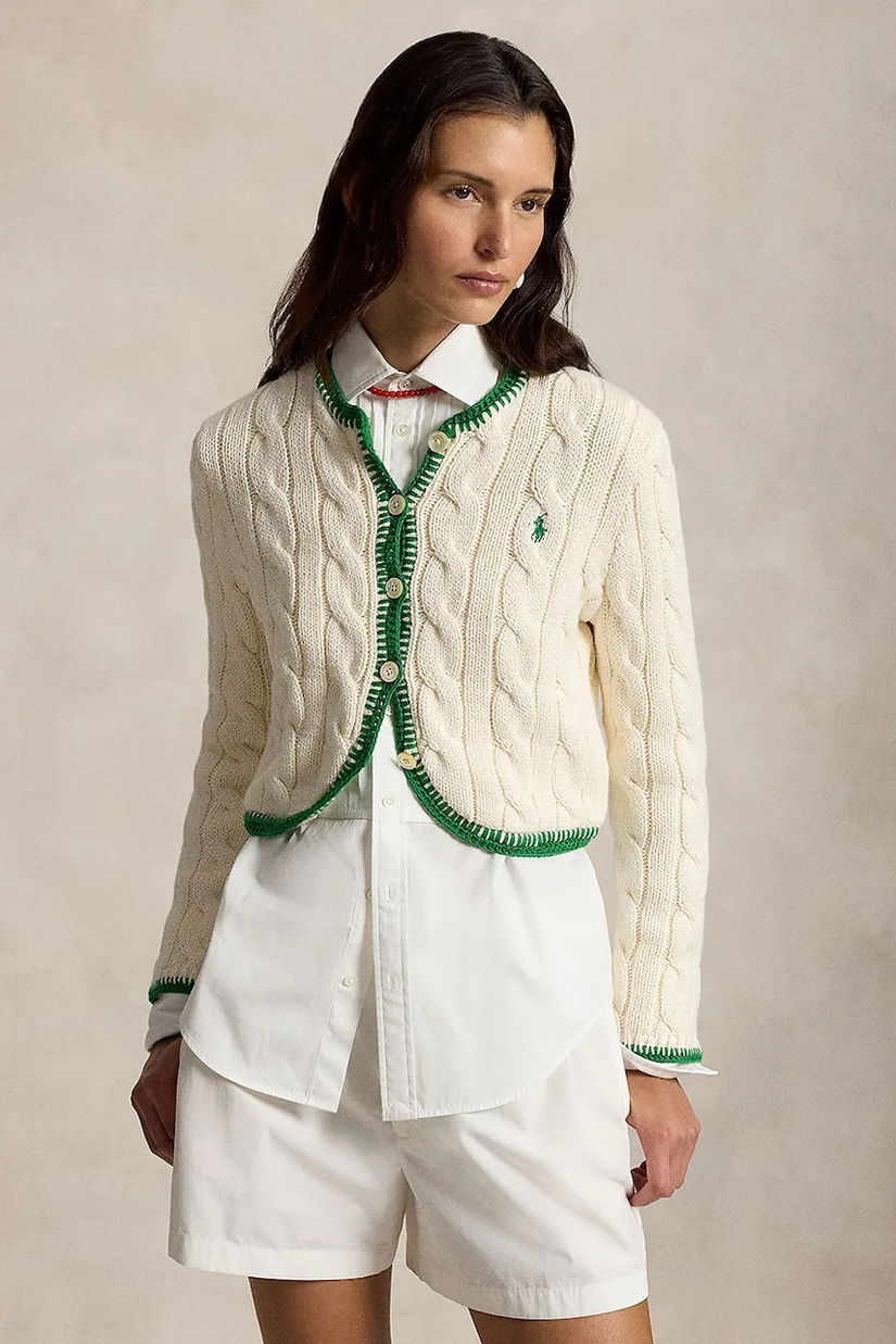 Polo Ralph Lauren Cardigan de damă din bumbac COTTON-SWEATER-CARDIGAN