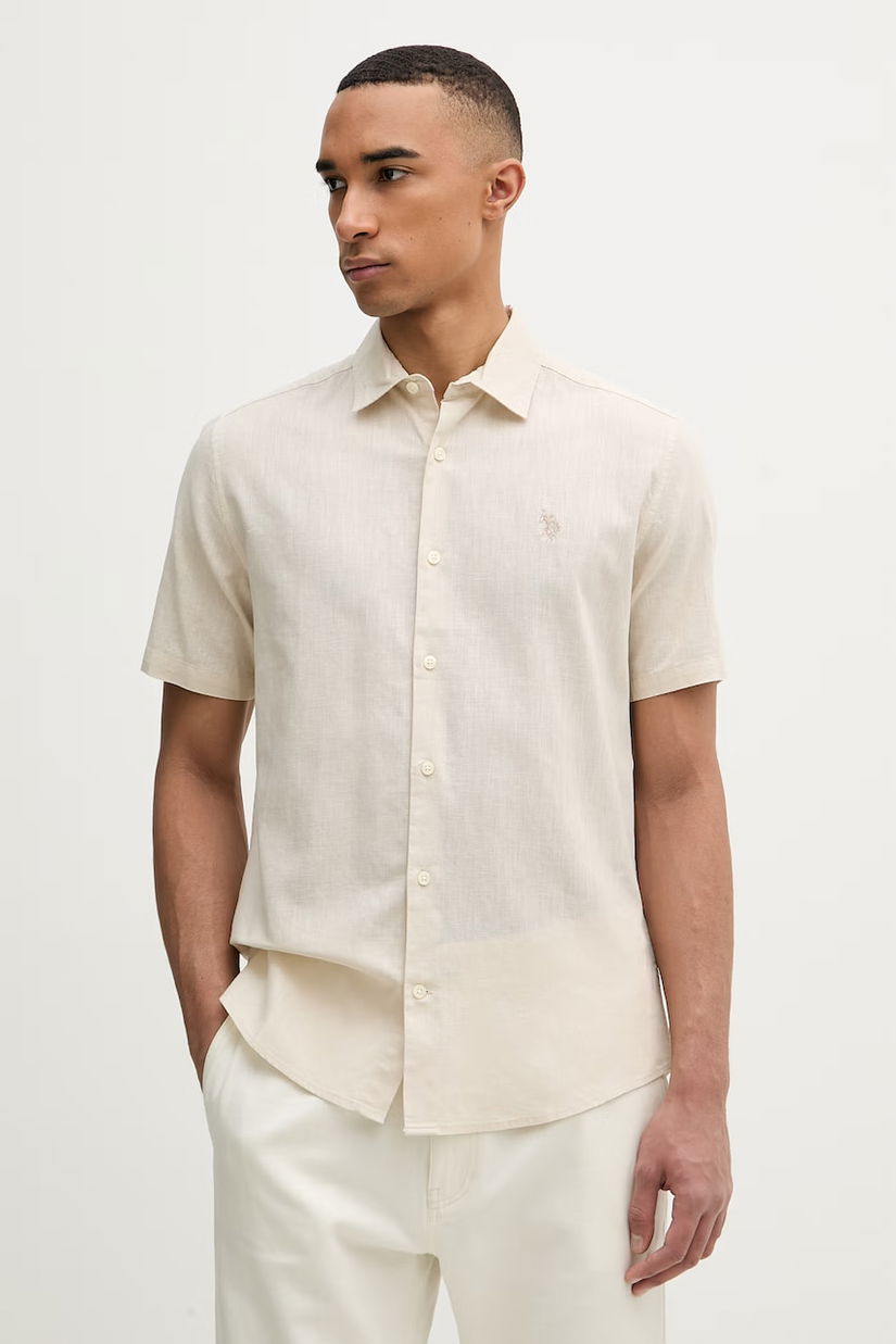 U.S. Polo Assn. cămașă safari bărbați cu in LINEN BLEND SS