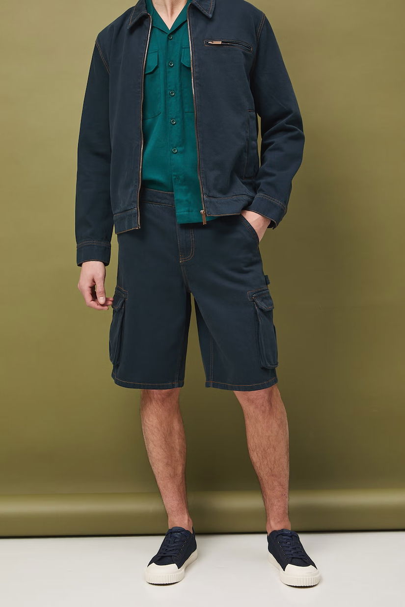 Medicine pantaloni scuți cargo pentru bărbați, din denim