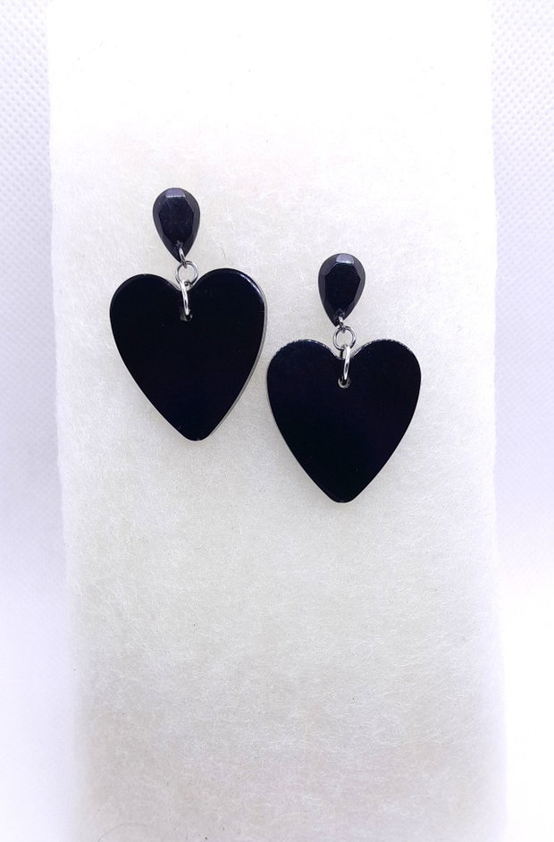 Simply black - set colier și cercei din rășină