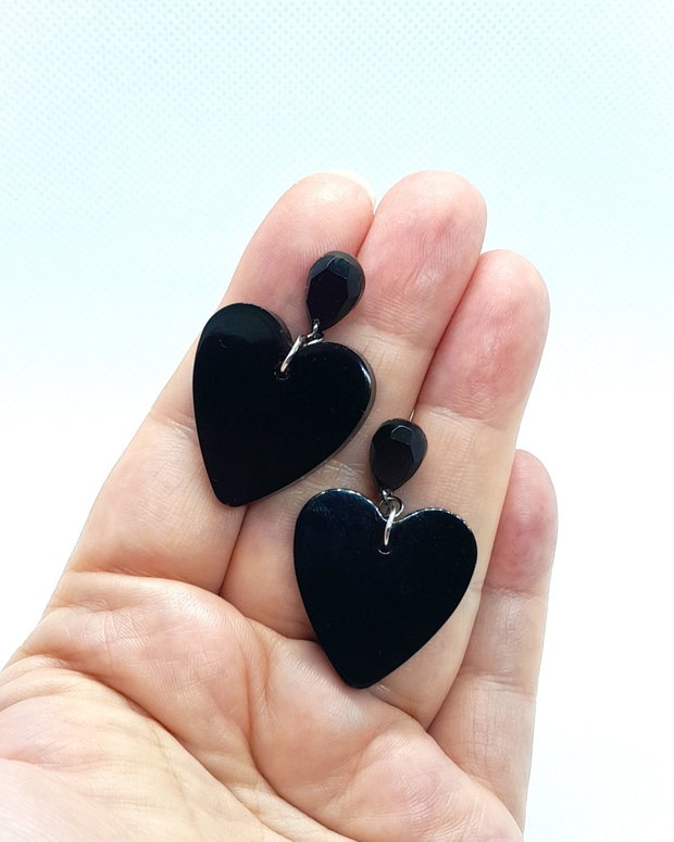 Simply black - set colier și cercei din rășină