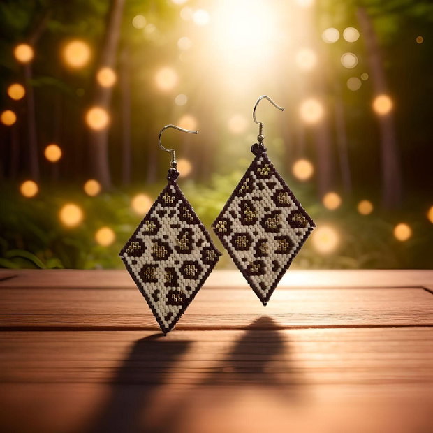 Cercei Handmade Leopard Miyuki Delica Beads