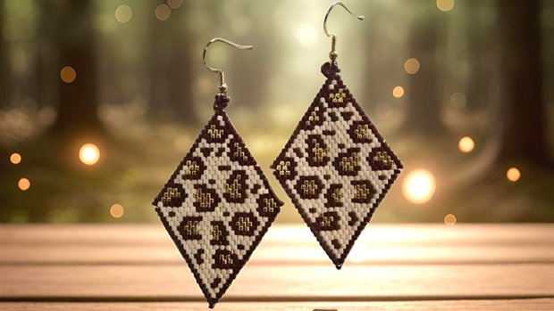 Cercei Handmade Leopard Miyuki Delica Beads