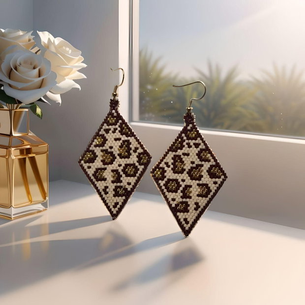 Cercei Handmade Leopard Miyuki Delica Beads