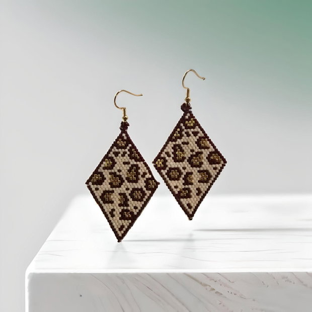 Cercei Handmade Leopard Miyuki Delica Beads