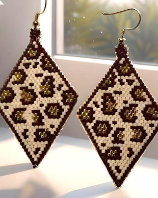 Cercei Handmade Leopard  Miyuki Delica Beads