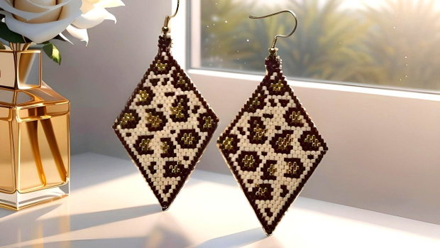 Cercei Handmade Leopard Miyuki Delica Beads