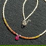 Colier argint safir galben gradient rubin gravat perle naturale de cultura seed minimalist boho chic trendy - Transport gratuit
