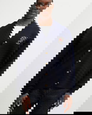 Drôle de Monsieur cardigan din lână Le Cardigan Slogan Rose