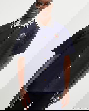 Drôle de Monsieur cămașă din bumbac Chemise Piquée Slogan Rose