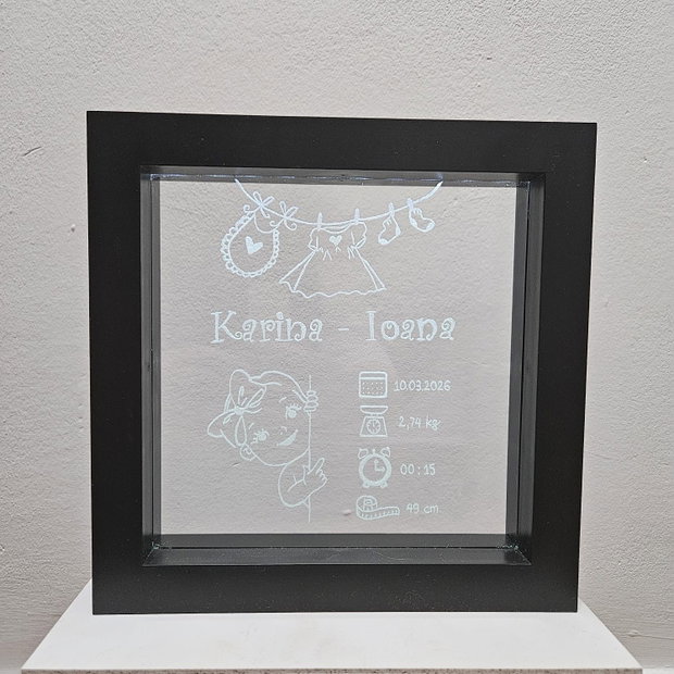 Lampă LED Personalizată - Gravură Manuală pe Sticlă - Cadou BEBELUS - La Comandă!