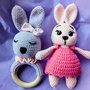 Set handmade iepurași croșetați  cadou bebeluș